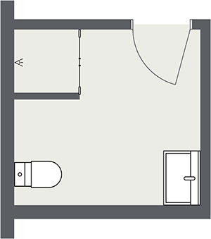 Layout for private, attached bathroom
